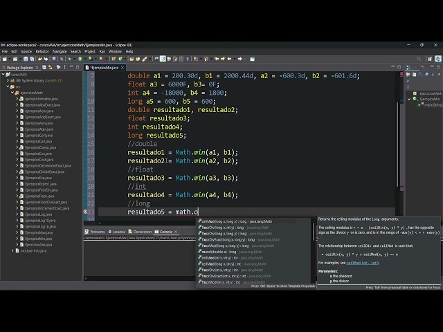 Programación Java. Método min.
