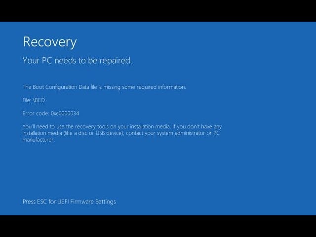 How to fix Error Code 0xc0000034 in windows 10 easy without losing anything