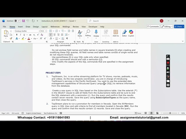Shelly Cashman Access 365 | Module 10: End of Module Project 1 TopStream, Inc.