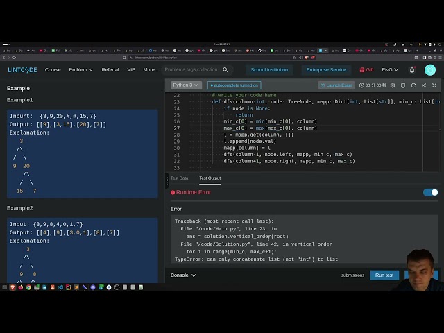 Solving Lintcode 651 · Binary Tree Vertical Order Traversal in Python