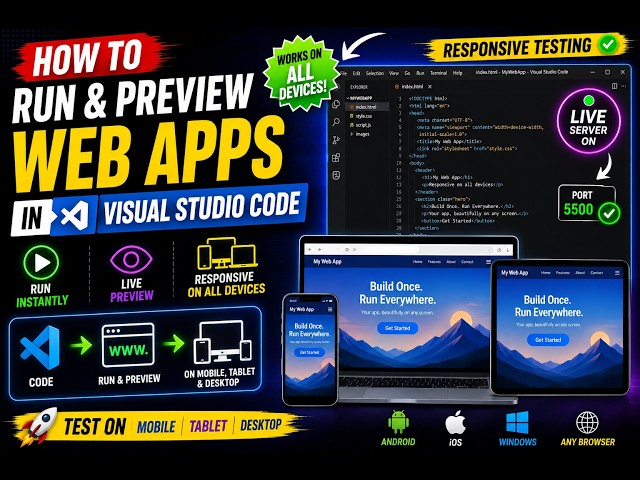 How to Run & Preview Web Apps in Visual Studio Code on Mobile, Tablet & Desktop – Responsive Testing