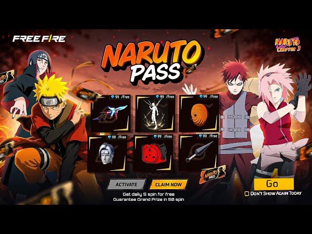 31 July🔥 Naruto Pass Rewards🥳| Free Fire Naruto Event | Upcoming New Events Free Fire | Ff New Event