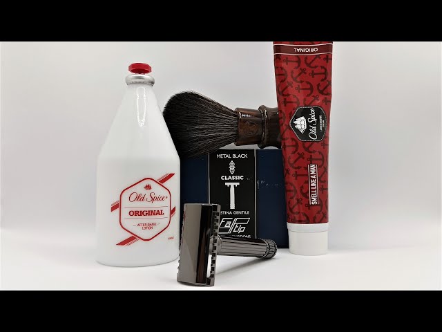 Primera prueba de la rasuradora Fatip Testina Gentile (peine cerrado), crema y loción Old Spice.