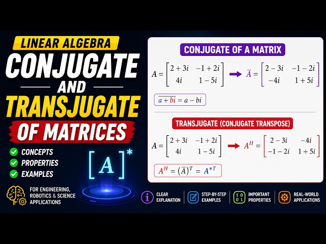 Linear Algebra | Conjugate and Transjugate of Matrices Explained | Robotics