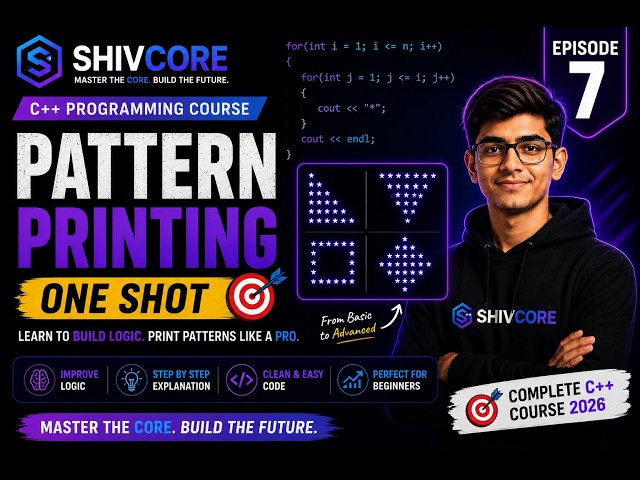 Pattern Printing in C++ 🔥 One Shot | Master Logic Building | Episode 7 | ShivCore