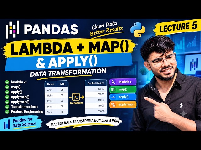 Pandas map() vs apply() vs lambda | Data Transformation in Pandas | Lecture 5
