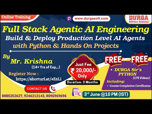 Full Stack Agentic AI Engineering Course Online Training @ DURGASOFT