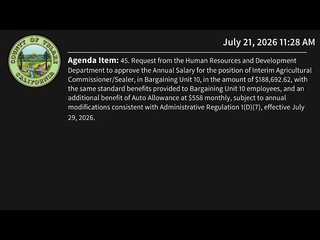 Board of Supervisors Meeting - 07/21/2026