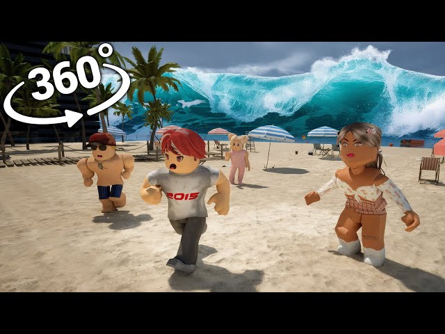 Roblox 360° : Survive the Giant Tsunami in VR | 8K