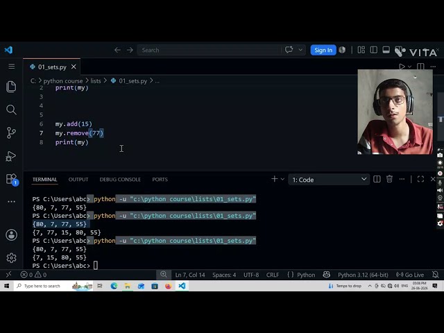  Sets in python Day 12 of 100 days Python beginner to advanced developer #CodingJourney #Coding