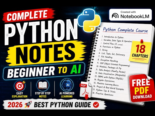 पाइथन के मुख्य ब्लॉक्स, Complete Python Python Complete Course in Hindi Notebook LM Learn Python