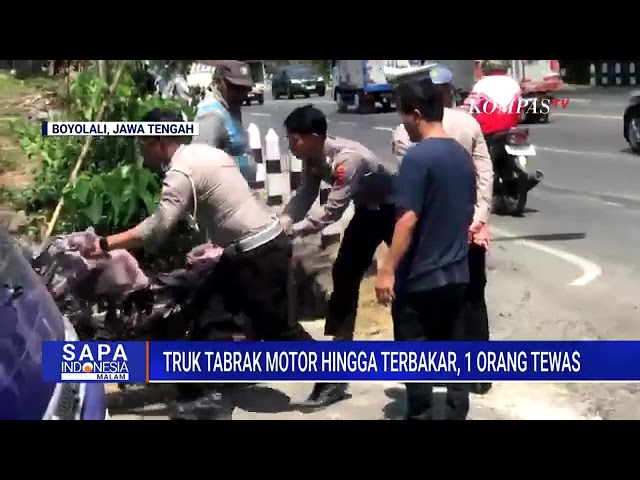 Box Truck Hits Motorcycle, Bursting into Flames in Boyolali; 1 Dead