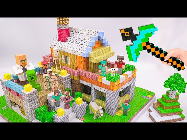 I Built a VILLA With Magnetic Minecraft Blocks | Magnetic Papercraft