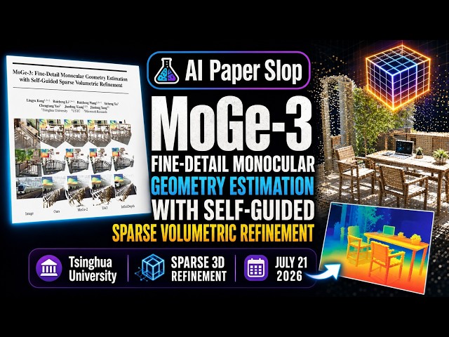 MoGe-3: Fine-Detail Monocular Geometry Estimation with Self-Guided Sparse Volumetric Refinement (Jul