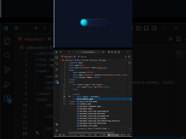 Animated toggle button in HTML CSS & JS #webdevelopment #css #html #js
