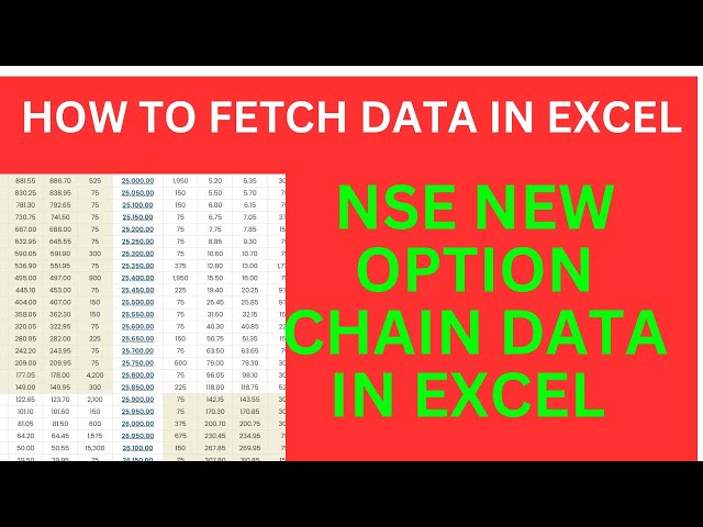 HOW TO FETCH OPTION CHAIN DATA FROM NEW NSE LINK IN EXCEL | EDUCATIONAL VIDEO ONLY