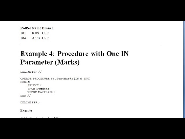 Stored Procedures in MySQL