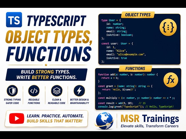 Typescript Object types and Functions - Part1 Session 8 - 🚀 Master Playwright with Typescript