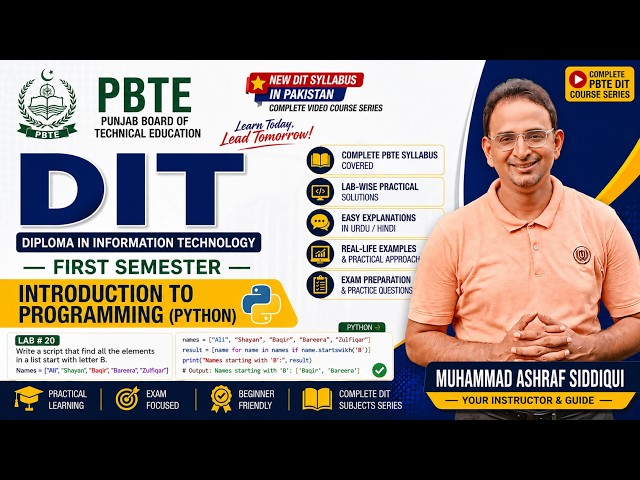 DIT (PBTE) Lab #20 | Find All Names Starting with Letter 'B' | Introduction to Programming (Python)