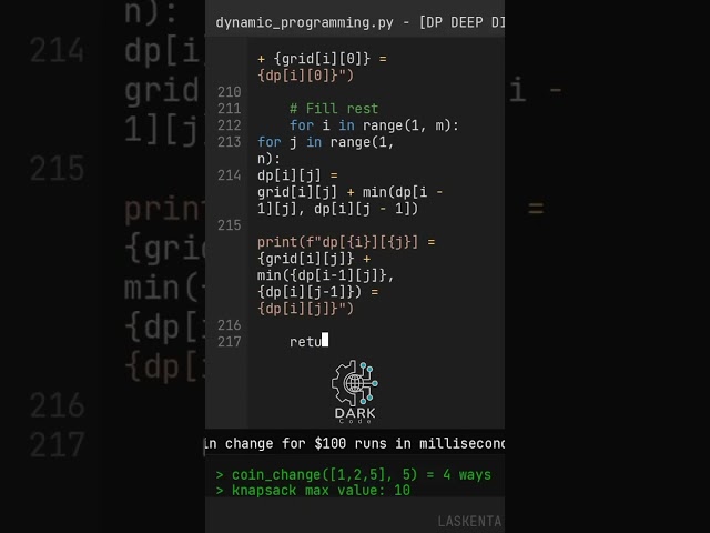 Dynamic Programming | Python | Dark Code 