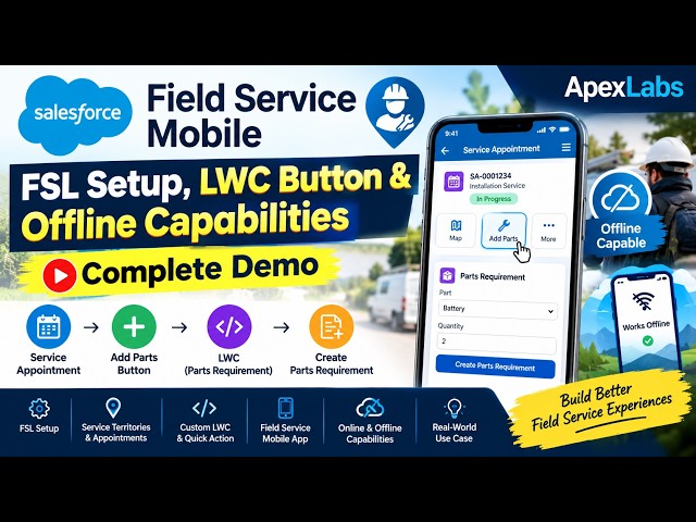 Salesforce Field Service Mobile: FSL Setup, LWC Button & Offline Capabilities | Complete Demo