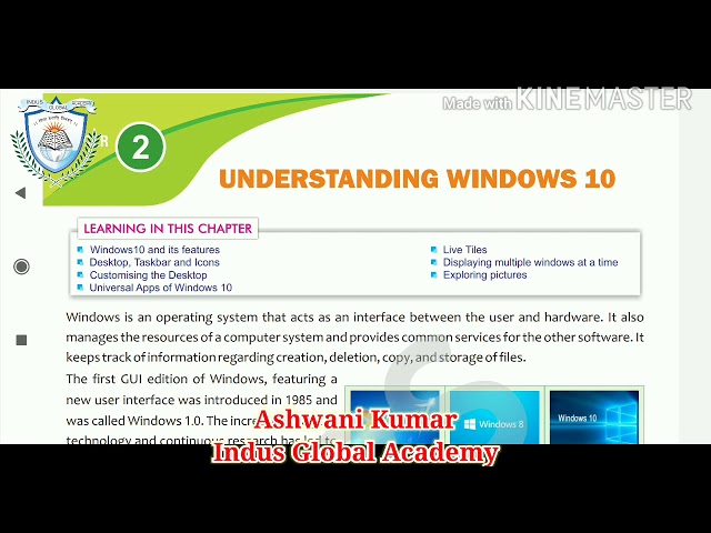 Grade V Computer Ch-2 (Understanding Windows 10) Part 1 by Ashwani Kumar, Indus Global Academy