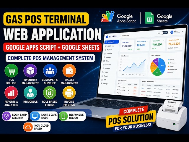 GAS POS Terminal Web Application | Google Apps Script + Google Sheets Complete POS Management System
