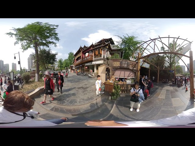 Kuan Zhai Alley Chengdu Sichuan China 4K 360 Walking 2019 April 16 - Real Sounds Unedited