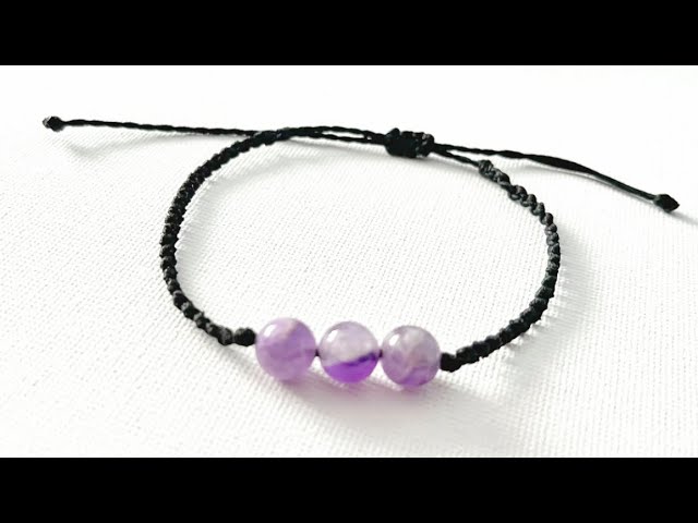 DIY Easy Macrame String Bracelet using Beads | How to make wax cord bracelet