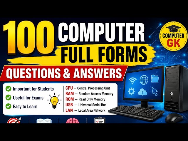 ✅Top 100 Computer Full Forms 🖥️| Most Important Computer GK Questions | #fullform #video #gk