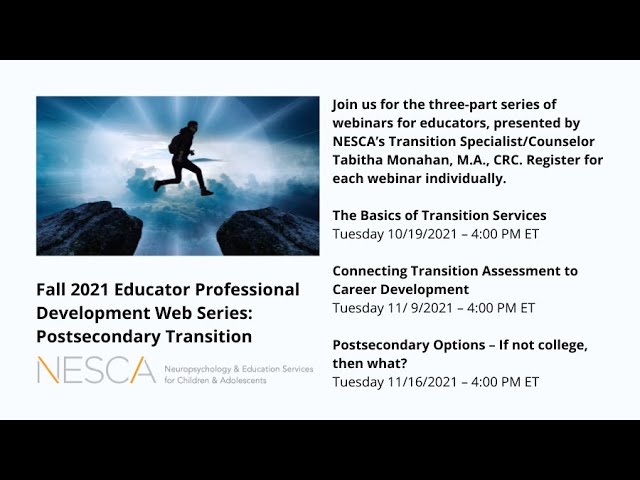 Postsecondary Options -- If not college, then what? Educator Professional Development Web Series