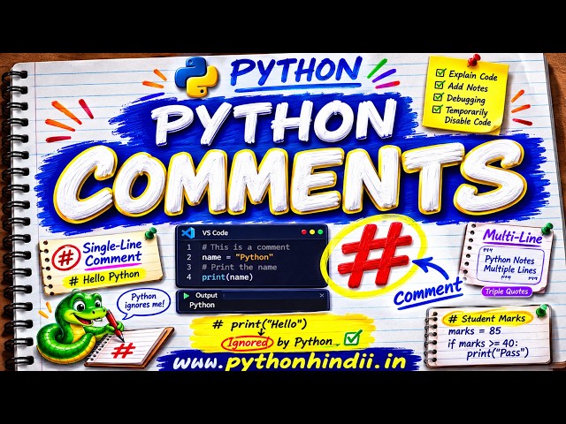 Python Comments in Hindi | Single-Line, Inline & Multi-Line Comments | Python Course 2026
