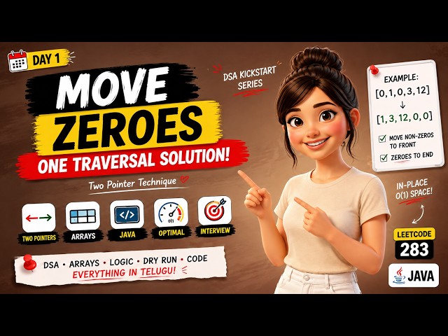 Move Zeroes | LeetCode 283 | Java | Telugu | DSA Kickstart Day 1 🚀 #dsa #telugu