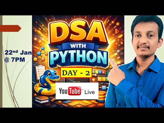🔴Upcoming Live:  List Data Structure || FREE DSA Course with Python || Day 2
