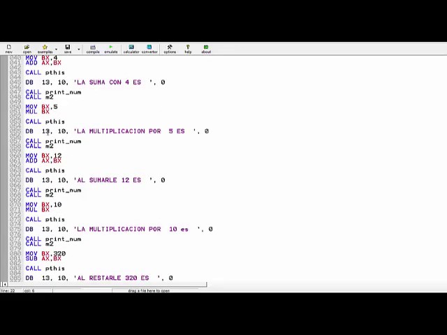 Tutorial programa en EMU8086