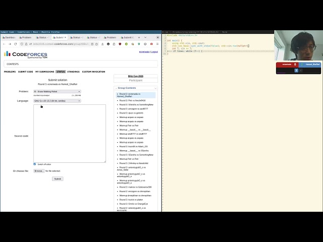 Codeforces 2026 Blitz Round 3 - ecnerwala vs Hamed_Ghaffari #codeforces #blitz