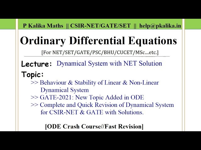 Dynamical System Complete Revision for CSIR-NET & GATE with Solutions (GATE-2021 New Topic Added)