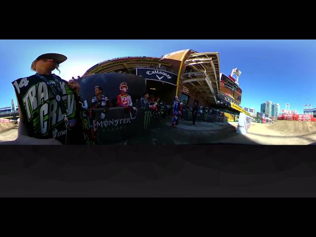 360 view of Supercross warm ups at Petco Park