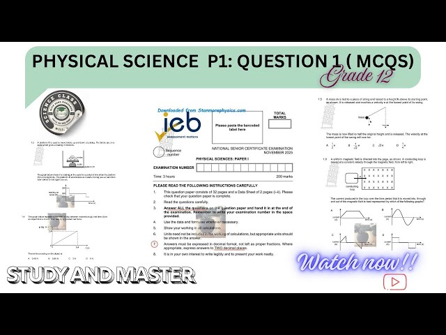 Physical Science P1 IEB: November 2025 memo.
