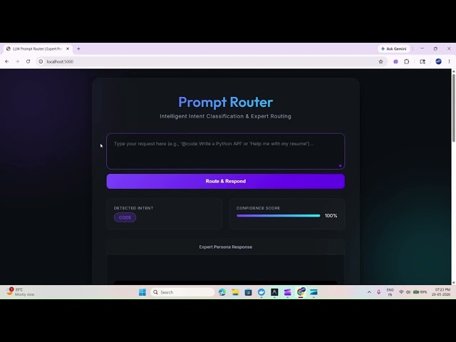 LLM Prompt Router for Intent Classification — Python Flask & OpenAI