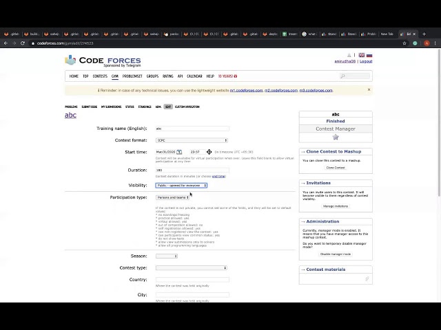How to create a contest in Codeforces