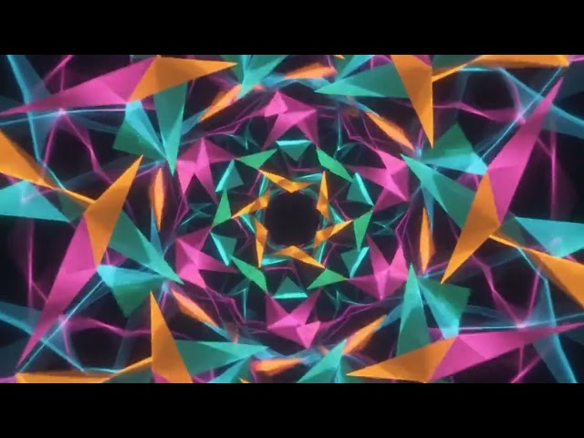 Colorful Kaleidoscope Animation With Dynamic Motion, Cyan, Orange, Green