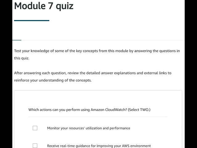 AWS Cloud Practitioner Module 7 Monitoring Questions