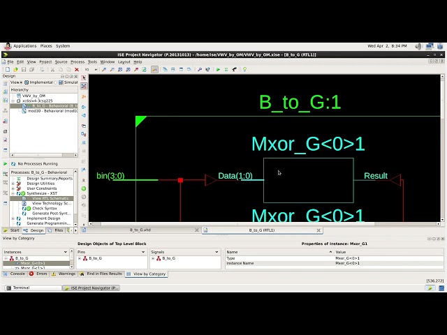Binary to Gray code converter using VHDL code