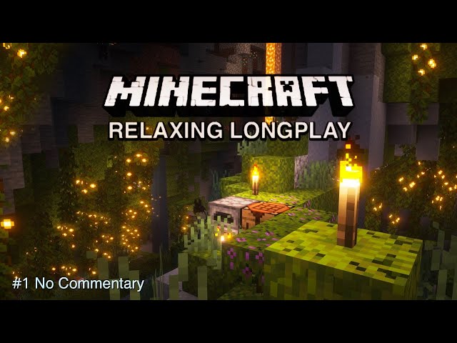 Minecraft Lush Cave Longplay | Relaxing Cave Exploration | Survival Peaceful Mode (No Commentary)