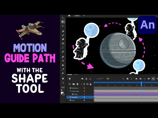 Motion Guide Path with the Shape Tool | Adobe Animate CC Tutorial