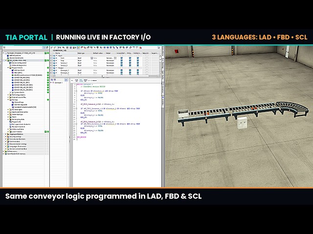 Conveyor System in 3 PLC Languages | TIA Portal + Factory I/O