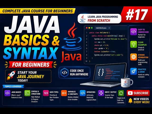 Java Basics & Syntax for Beginners | Learn Java Programming from Scratch | #17