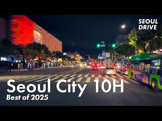 10 Hours 4K Lofi Jazz 🌙 The Best of 2025 Seoul Night Drive for Sleep & Study