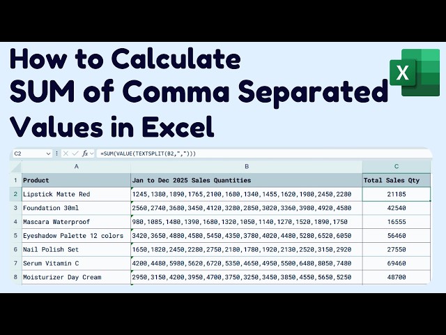 Excel Formula Tips: How to Calculate SUM of Comma Separated Values